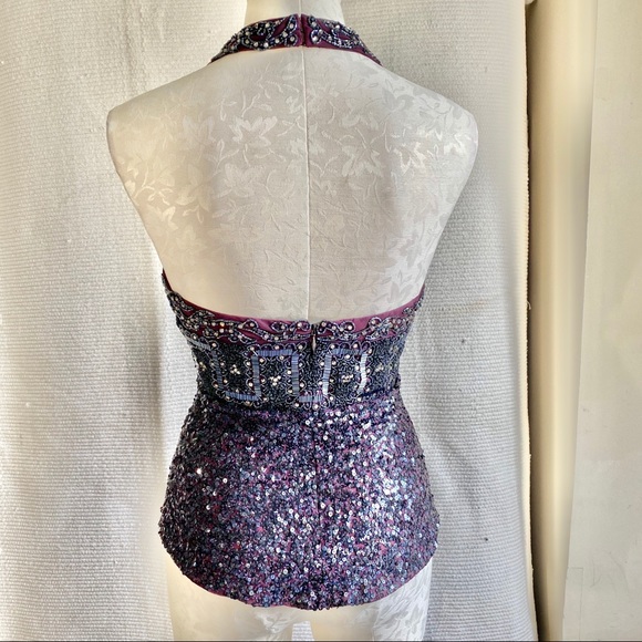 Reem Acra S Embellished Halter Sexy Party Top Pink - Picture 5 of 8